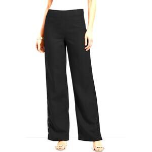 NEW TALBOTS High-Waist Palazzo Wide Leg Linen Pant Size 12 in Black